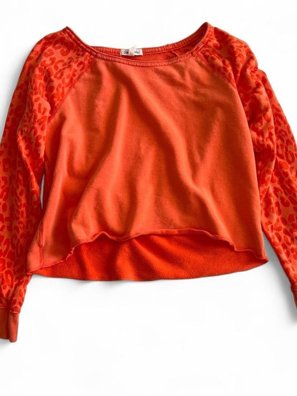Aeropostale Orange Leopard Sleeve Cropped Sweatshirt